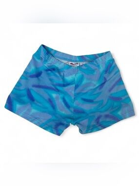 Blue‎ Teal Abstract Print Athletic Shorts VTG cheerleading size S made in canada